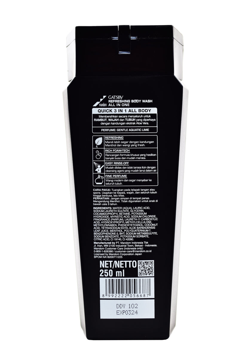 Gatsby Refreshing 3 in 1 Body Wash 250ml