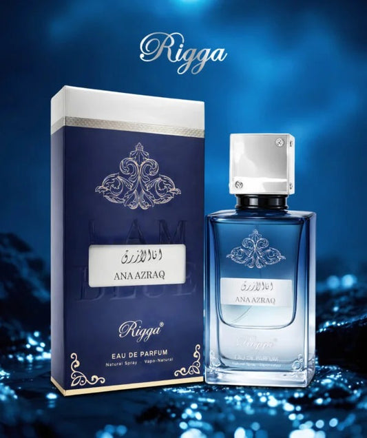 Rigga Ana Azraq “I Am Blue” Eau de Parfum 100ml - Long Lasting Fresh Aquatic Woody Fragrance Perfume for Men Strong Masculine