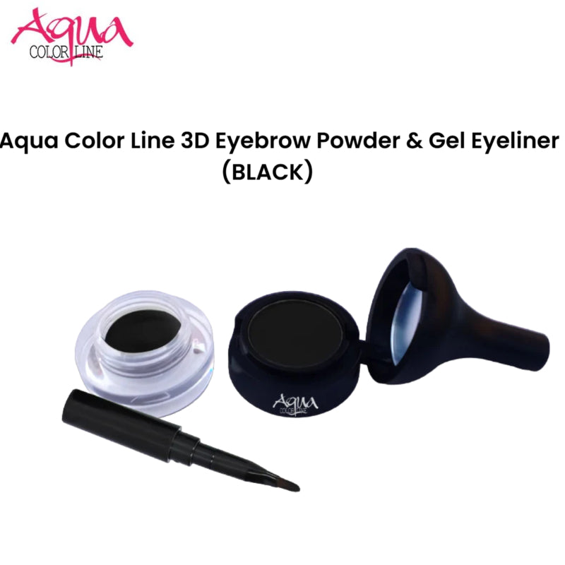 Aqua Color Line 3D Eyebrow Powder & Gel Eyeliner (BLACK)