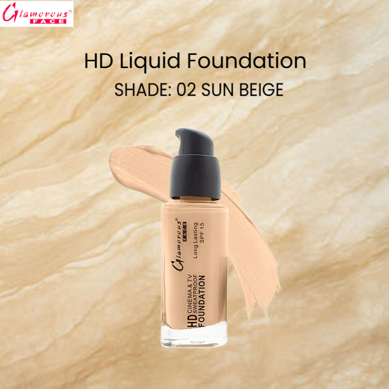 Glamorous Face HD Liquid Foundation (02 Sun Beige)
