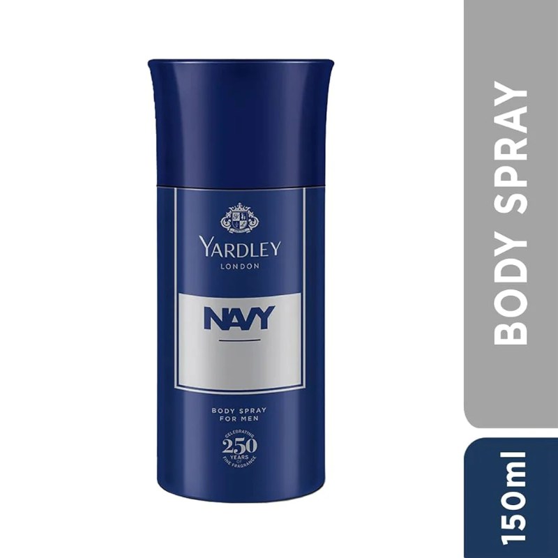 Yardley London Navy Body Spray for Men 150 ml Fresh Masculine Fragrance & Long‑Lasting Freshness