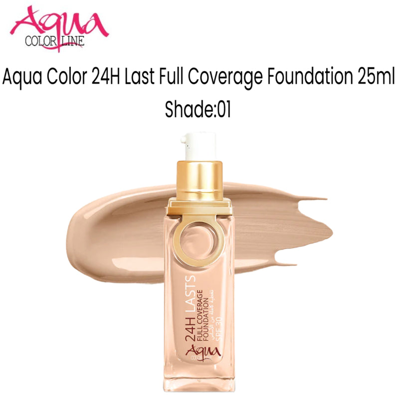 Aqua Color 24H Last Full Coverage Foundation 25ml (Shade:01)