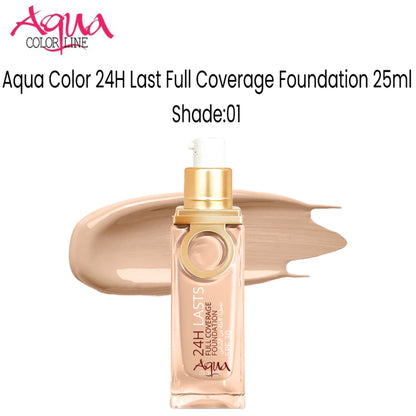 Aqua Color 24H Last Full Coverage Foundation 25ml (Shade:01)