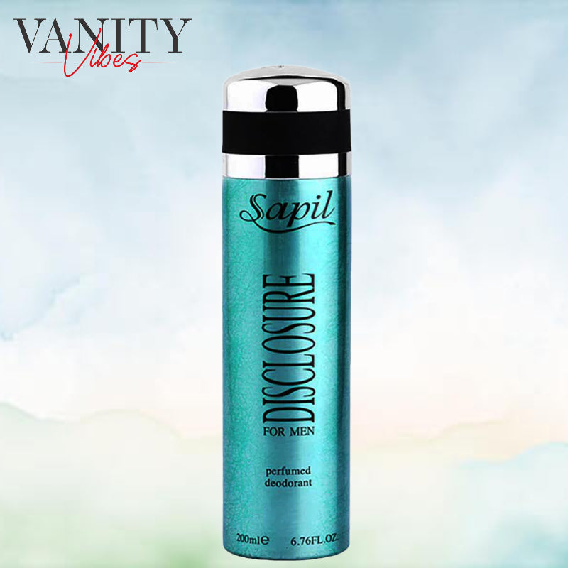 Sapil Disclosure Body Spray for Men 200ml - Long Lasting Fresh Masculine Fragrance Spray with All Day Odor Protection, Sweat 