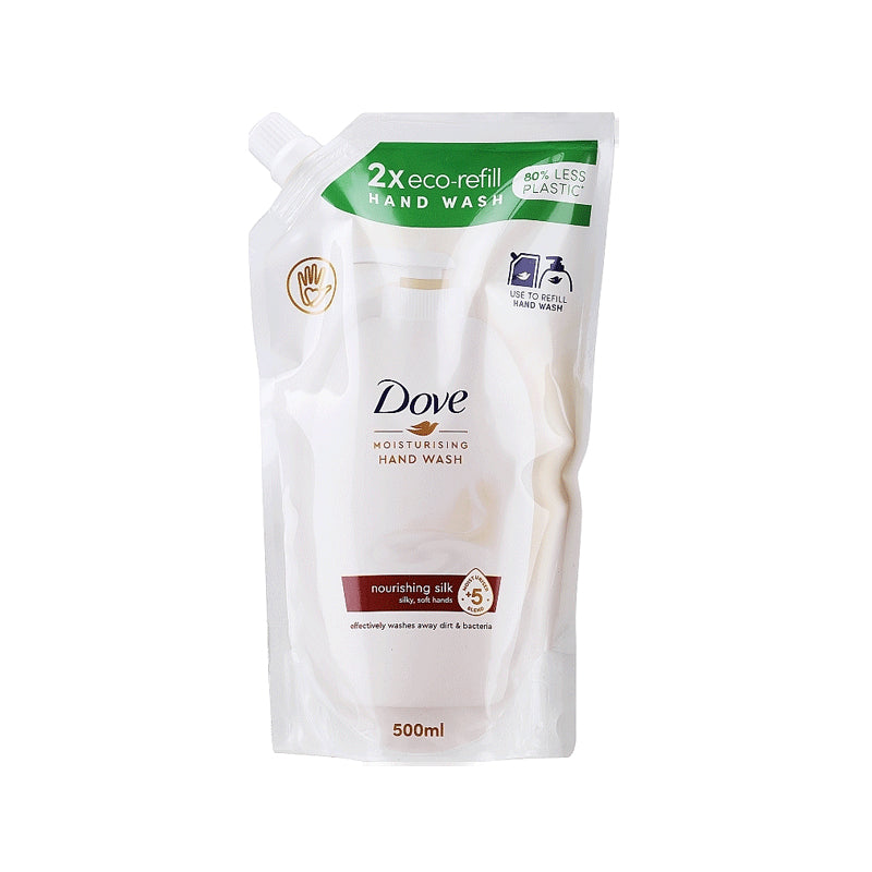 Dove 2X Eco Refill Moisturising Hand Wash Nourishing Silk 500ml – Gentle Cleansing Hand Soap for Soft, Smooth & Hydrated Hand