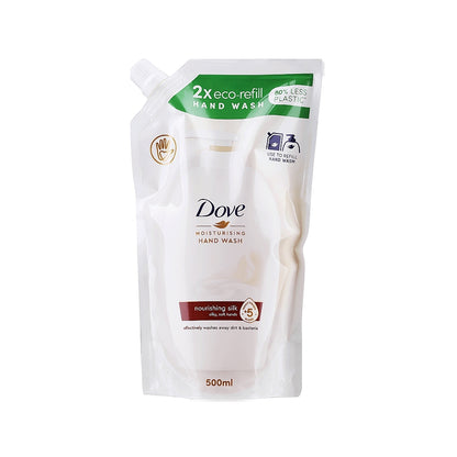 Dove 2X Eco Refill Moisturising Hand Wash Nourishing Silk 500ml – Gentle Cleansing Hand Soap for Soft, Smooth & Hydrated Hand