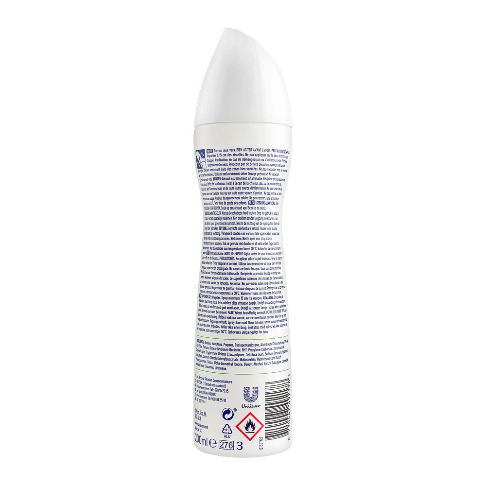 Rexona 48H Motion Sense Aloe Vera Scent Body Spray for Women, 0% Alcohol 200ml