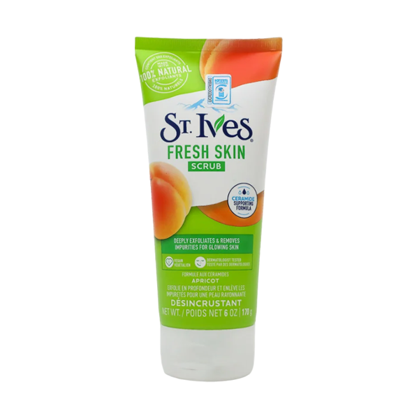 St. Ives Fresh Skin Scrub Apricot 170g Gentle Exfoliating & Brightening Face Scrub
