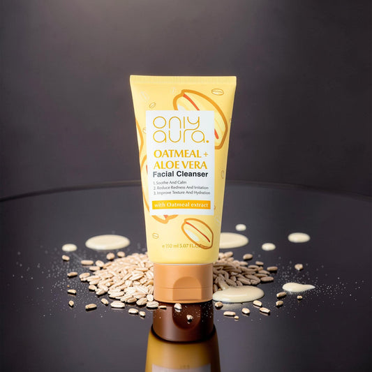 Only Aura Oatmeal Facial Cleanser 150ml - Gentle Deep Cleansing Skincare Face Wash for Soothing Care, Dry Skin Relief, Dirt R