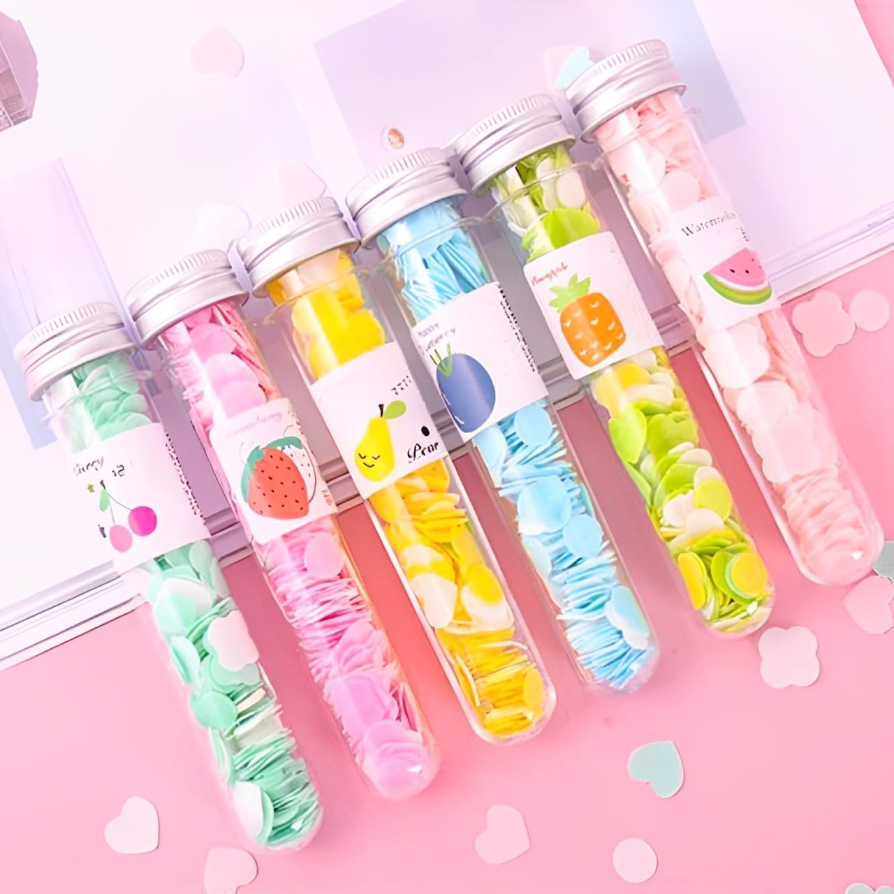 Wink Colorful Paper Craft Fruits Series Cherry Flavour Travel Soap Strips in Test Tube Jar - Portable Disposable Hand Wash So