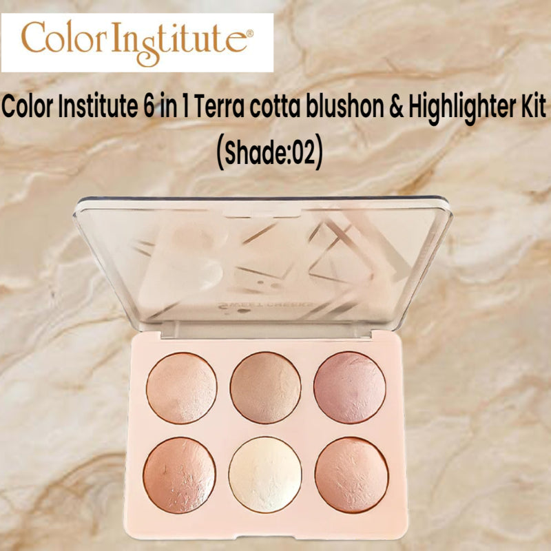 Color Institute 6 in 1 Terra cotta blushon & Highlighter Kit (Shade:02)