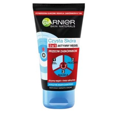 Garnier Skin Naturals Pure Active Charcoal 3-in-1 Cleanser, Scrub & Mask 150ml Deep Cleansing & Oil Control