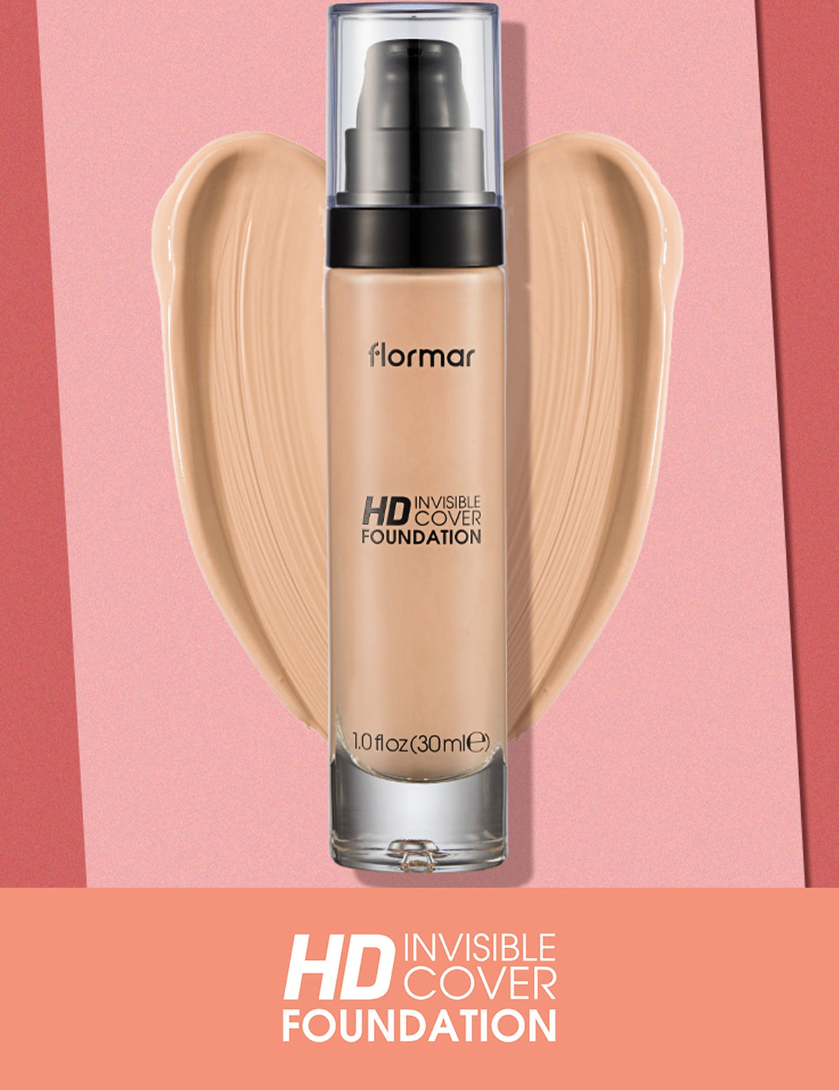 Flormar Invisible Cover HD Foundation SPF 30 (Shade: 100 Medium Beige) 30ml