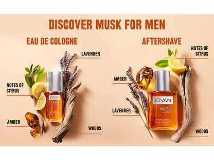 Jovan Musk Original for Men Eau de Cologne Spray 88ml - Long Lasting Classic Masculine Musky Fragrance
