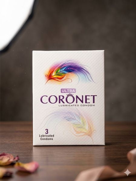 INNO Coronet Lubricated Condoms 3 Pcs - Ultra Smooth, Safe & Comfortable Protection for Men | Long Lasting Feel