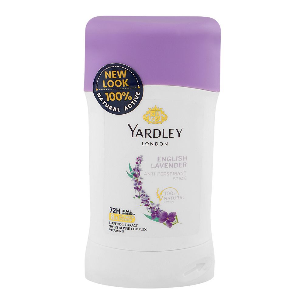 Yardley London English Lavender Anti-Perspirant Deodorant Stick 40g – Long Lasting Soothing Lavender Fragrance with 72H Odor 