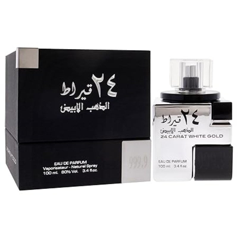 Lattafa 24 Carat White Gold Eau de Parfum 100ml - Long Lasting Original Luxury Unisex Fragrance for Men & Women