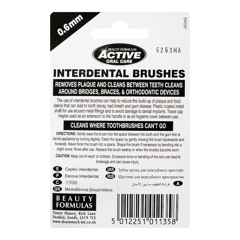 Beauty Formulas BF INTERDENTAL BRUSHES 0.60MM: 6 Pack