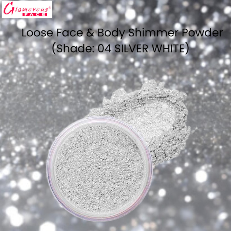 Glamorous Face Loose Face & Body Shimmer Powder (Shade: 04 Silver White)