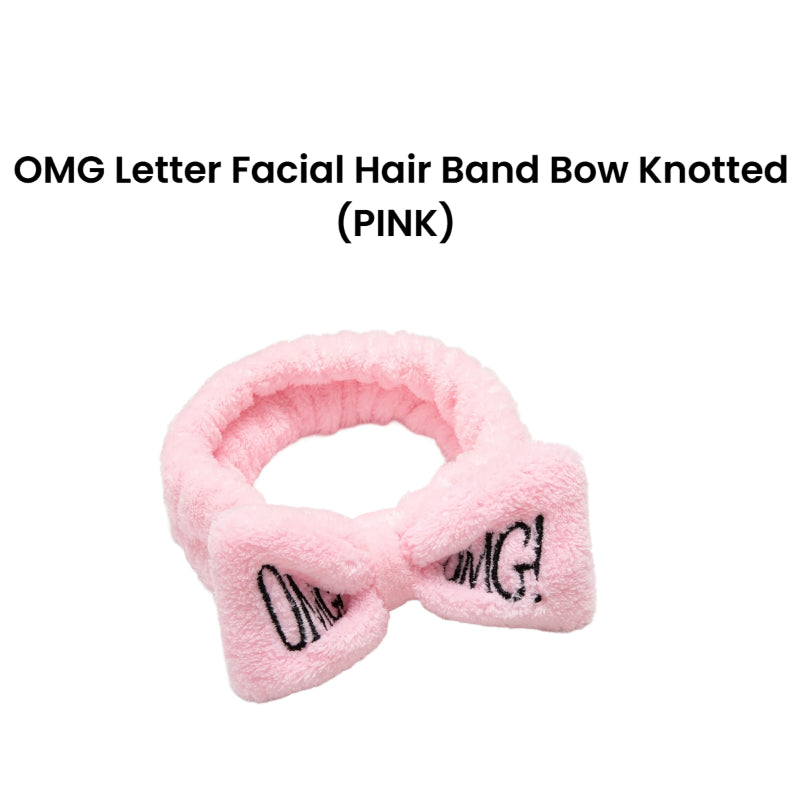 OMG Letter Facial Hair Band Bow Knotted (PINK)