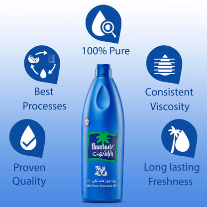Parachute 100% Pure Coconut Oil 200ml - Natural Hair Oil for Deep Nourishment, Strong Healthy Hair Growth, Scalp Care & Smoot