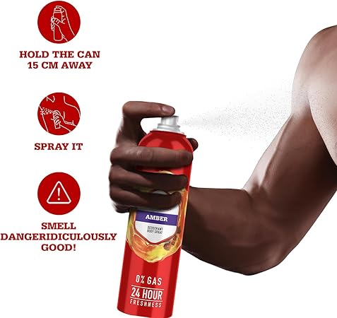 Old Spice Amber 0% Gas Deodorant Body Spray 140ml for Men