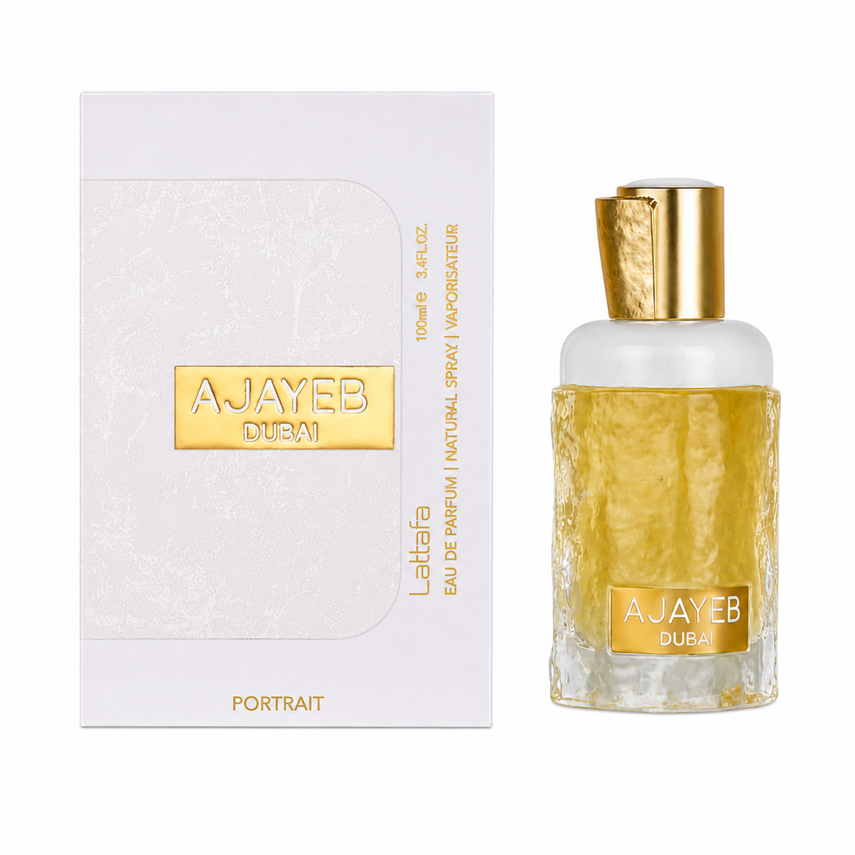 Lattafa Ajayeb Dubai Portrait EDP 100ml bottle and box
