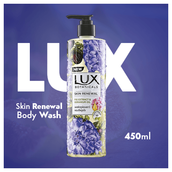 Lux Botanicals Skin Renewal Fig Extract & Geranium Oil Body Wash 450ml - Deep Nourishing Shower Gel for Soft, Smooth & Radian