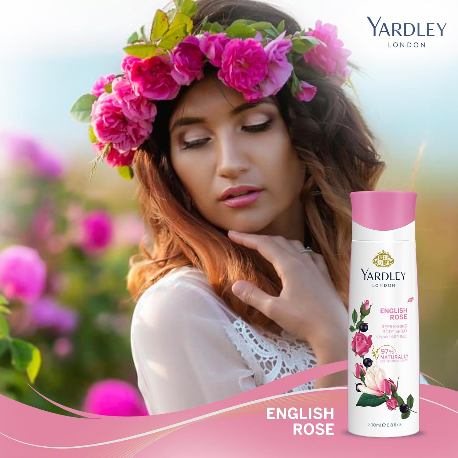Yardley London English Rose Refreshing Body Spray for Women 150ml - Long Lasting Romantic Floral Rose Fragrance Mist with Sof