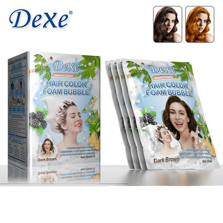 Dexe Hair Color Foam Bubble Shampoo Dark Brown 25 ml x 10 Pack Gentle Cleansing & Hair Color Care