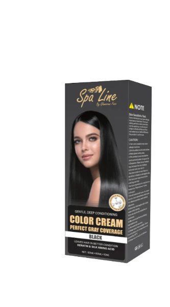 Spa Line  Hair Color Cream Perfect Gray Coverage  (Black)