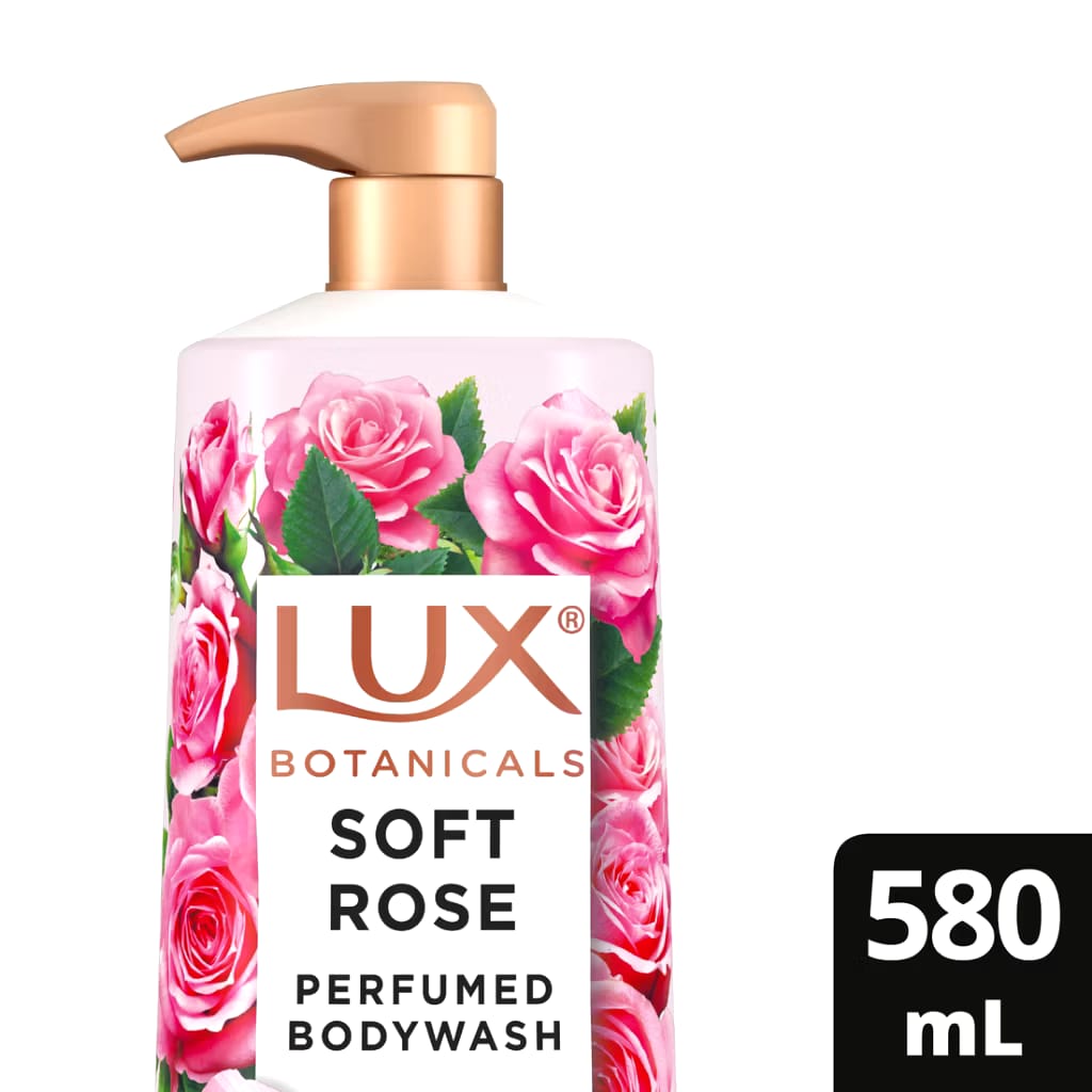Lux Botanicals Soft Rose Perfumed Body Wash with Rose Extract 580ml - Gentle Cleansing for Soft, Smooth & Fragrant Glowing Sk