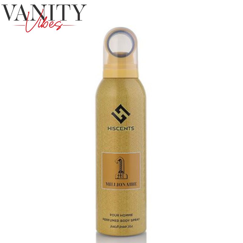 HisCents 1 Millionaire Pour Homme Perfumed Body Spray 200ml Long-Lasting Bold & Masculine Fragrance