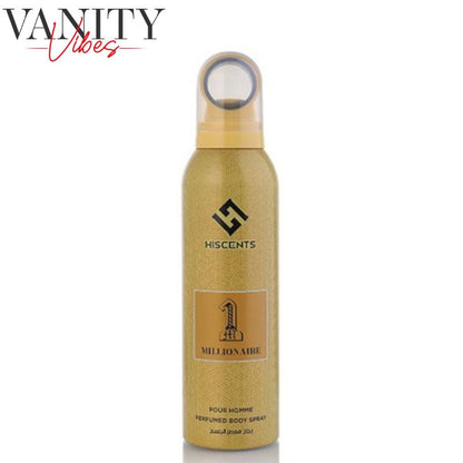 HisCents 1 Millionaire Pour Homme Perfumed Body Spray 200ml Long-Lasting Bold & Masculine Fragrance