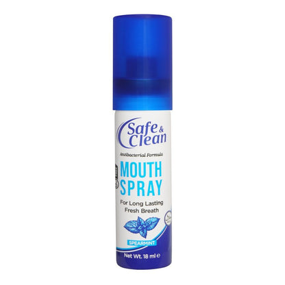 Safe & Clean Anti-Bacterial Spearmint Mouth Spray 18ml Long-Lasting Fresh Breath