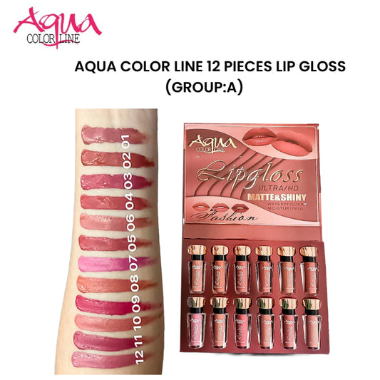 Aqua Color Line 12 Pieces Lip Gloss (Group:A)