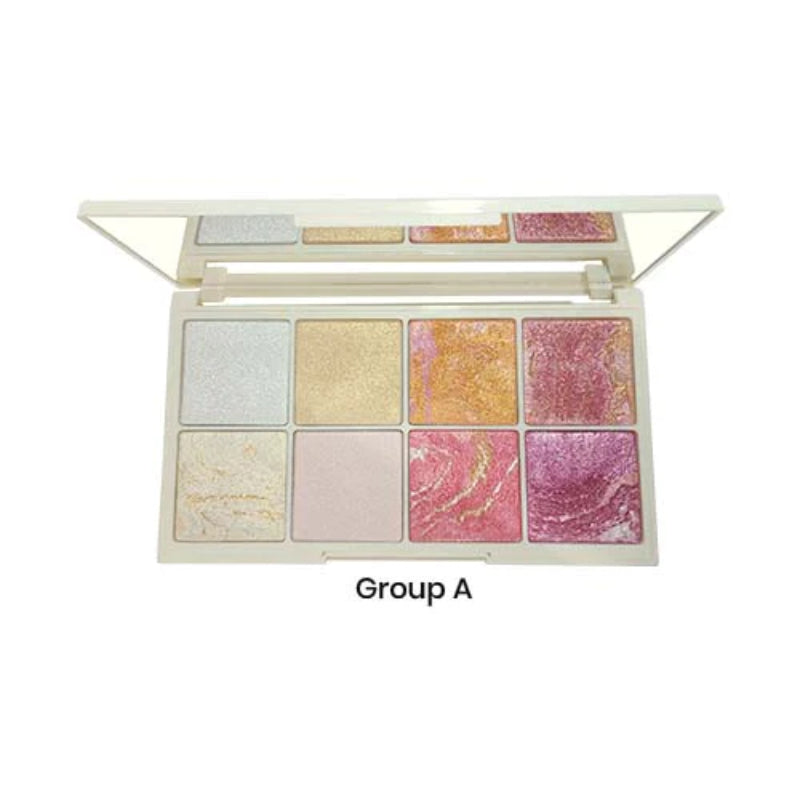 Glamorous Face 8 Colour Teracotta Blush & Shimmer Highlighter Kit (Group A)