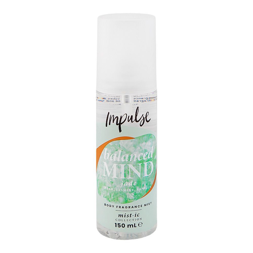 Impulse Balanced Mind Jade Pear, Jasmine & Vanilla Body Fragrance Mist 150ml – Long Lasting Body Mist for Women, Floral Fruit
