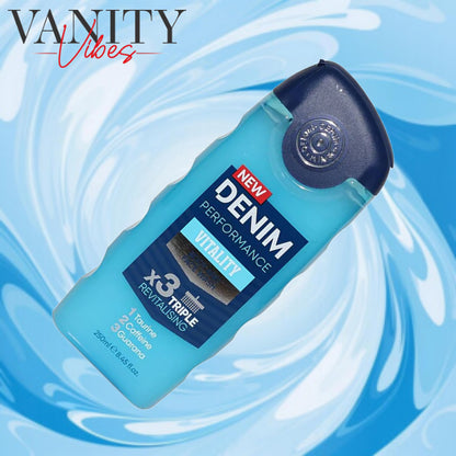 Denim Performance Vitality Body and Face Wash X 3 Triple Revitalising 250 ml