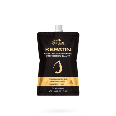 Spa Line Keratin Professional Hair Straight Rebounding – For Colored, Damaged, and Curly Hair 1000ml x2