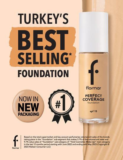 Flormar Perfect Coverage Foundation (Shade:105 Porcelain Ivory) 30ml