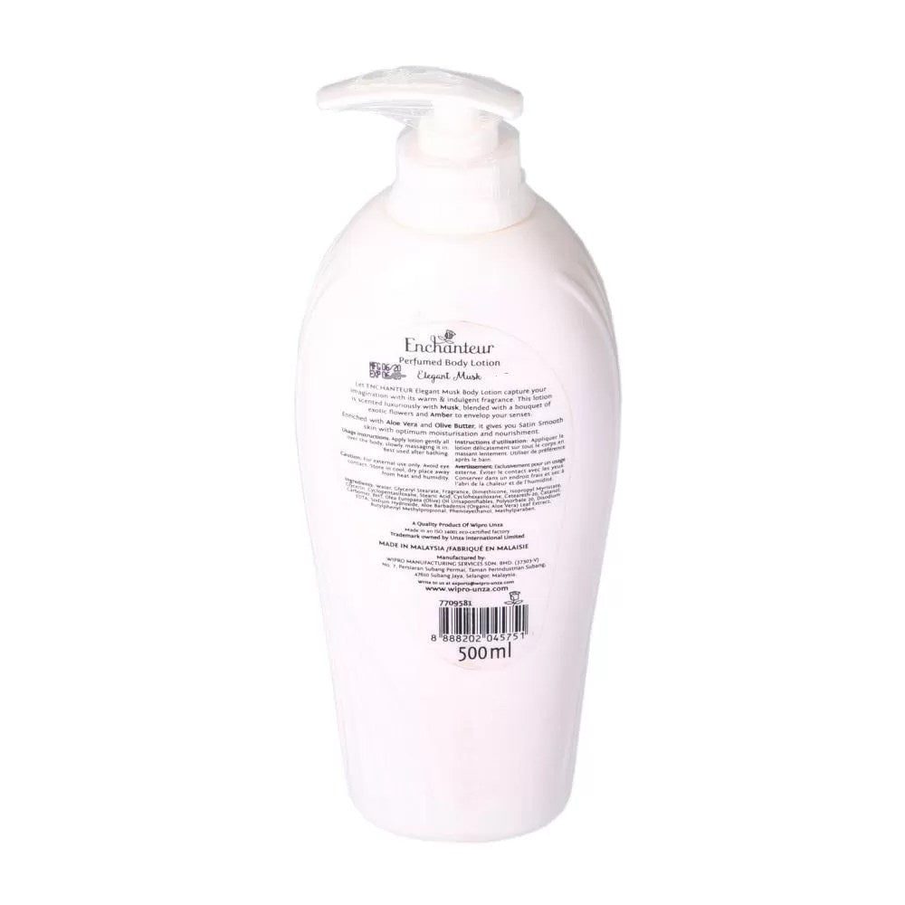 Enchanteur Elegant Musk Perfumed Body Lotion 500ml - Deep Moisturizing Lotion with Long Lasting Musk Fragrance for Soft, Smoo