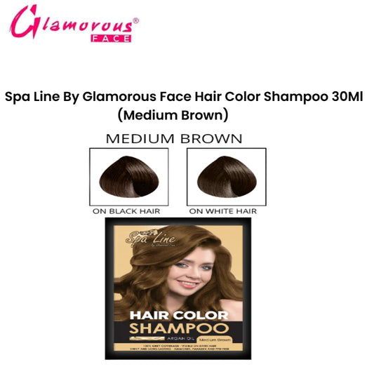 Spa Line By Glamorous Face Hair Color Shampoo 30Ml (Medium Brown)