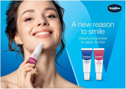 Vaseline Rosy Tinted Lip Balm 10g - Hydrating Lip Care Balm for Soft Smooth Lips, Moisture Protection, Natural Rosy Tint & Da