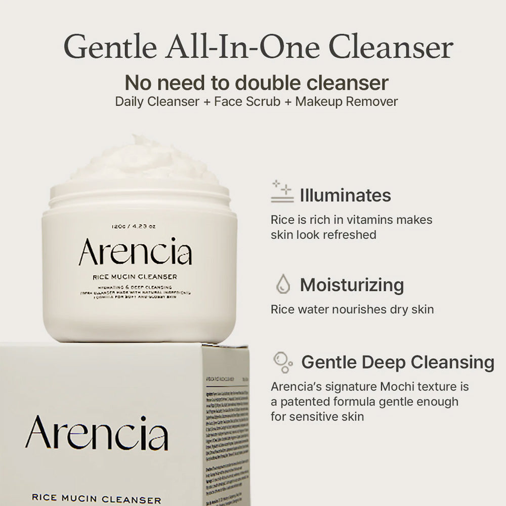Arencia Rice Mucin Cleanser by Arencia Artisans 120 g Gentle Hydrating & Brightening Cleanse (K Beauty)
