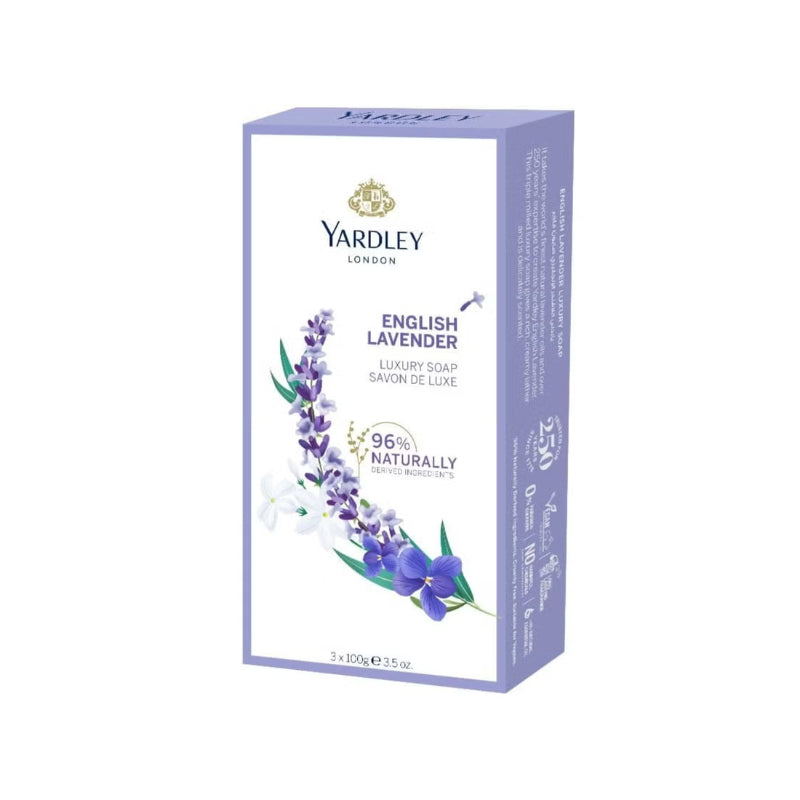 Yardley London Luxury Bath Soap with English Lavender Extracts 3 × 100 g Gentle Cleansing & Relaxing Fragrance