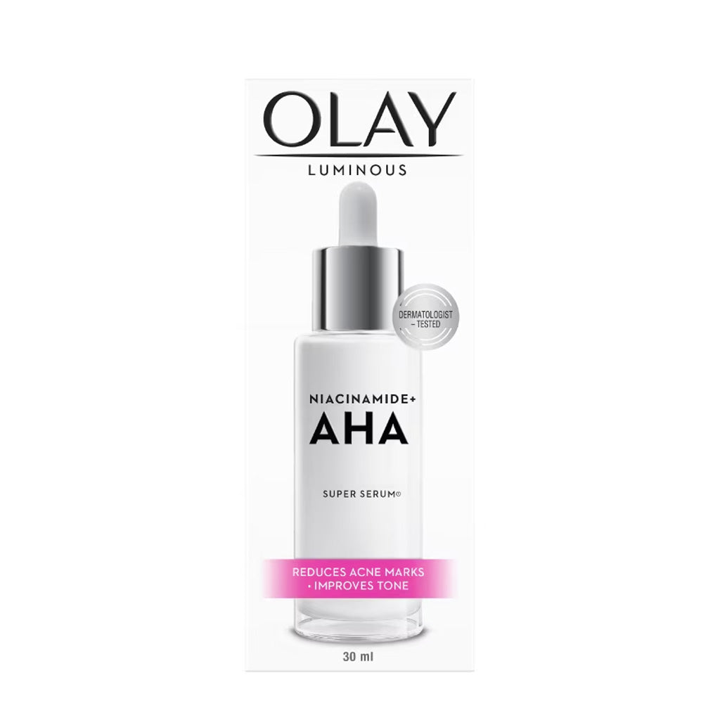 Olay Luminous Niacinamide + AHA Super Serum 30ml – Reduces Acne Marks, Improves Skin Tone & Boosts Radiance