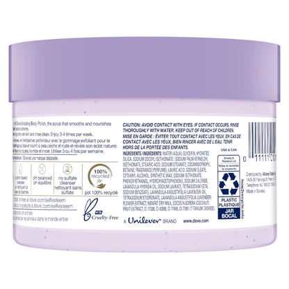Dove Exfoliating Body Polish Crushed Lavender & Coconut Milk 298g – Gommage Exfoliant Pour Le Corps for Smooth Soft Skin