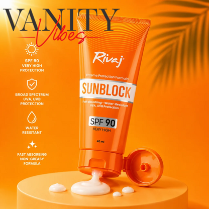 Rivaj Protection Lotion Sunblock, SPF-90- Water Resistant- 40ml