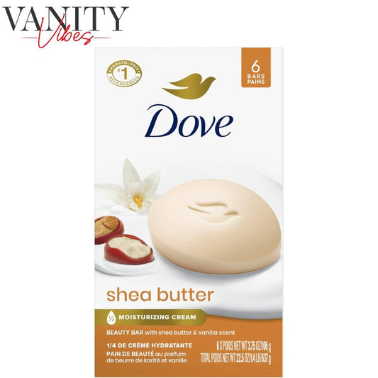 Dove Shea Butter Moisturizing Cream Beauty Bar With Shea Butter & Vanilla Extract 106g (Pack Of 6 Soap Bars)